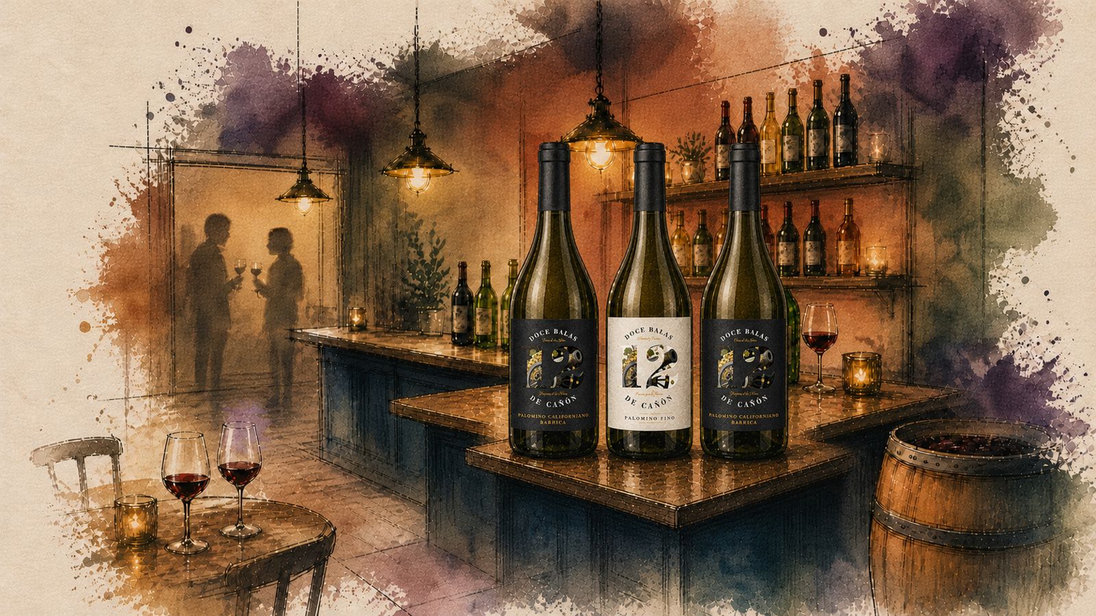 Ilustración del Wine-Bar «12 Balas de Cañón» en El Burgo